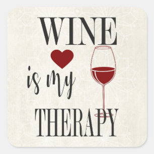 Wein ist mein Therapieaufkleber Quadratischer Aufkleber