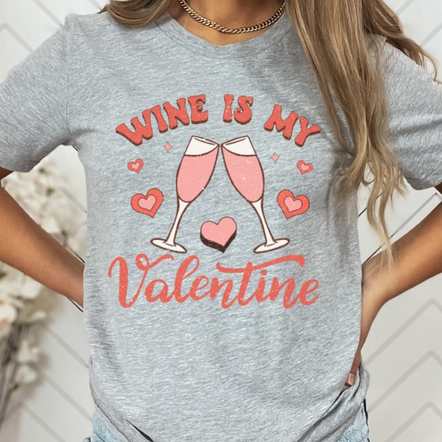 Wein ist mein Valentinisches Shirt, Funny Wine Lov T-Shirt (Von Creator hochgeladen)