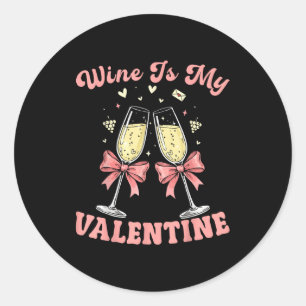 Wein ist mein Valentinsherz Valentinstag Trinklieb Runder Aufkleber