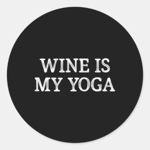 Wein ist mein Yoga - im Vintage-Stil - Runder Aufkleber