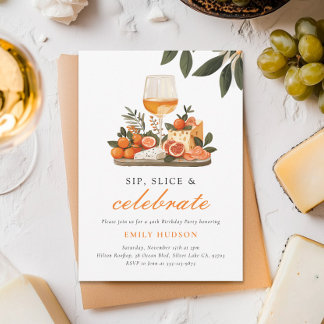 Wein & Käse 40. Geburtstag Party Einladung