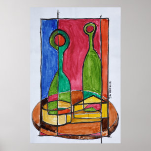 Wein-, Käse- und Baguette-Mittagessen   Paris, Fra Poster