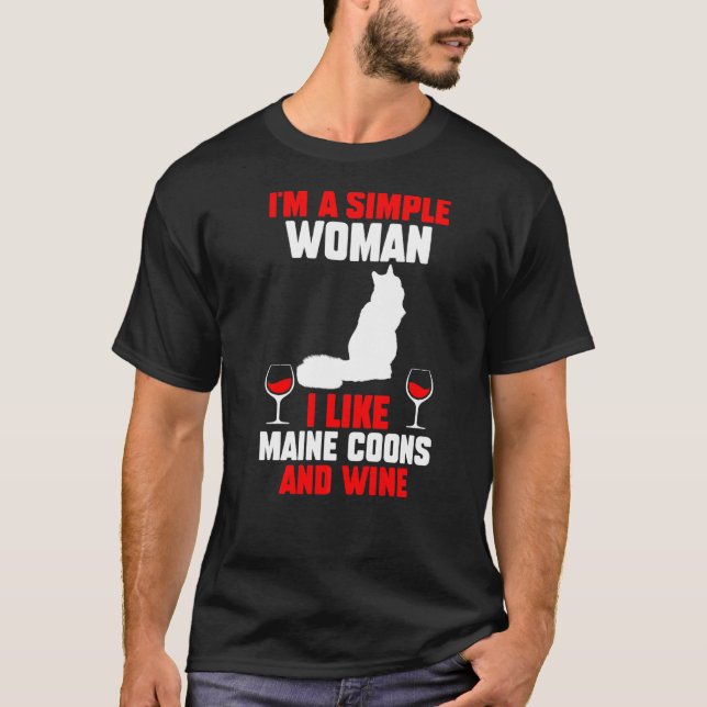 Wein Katze Maine Coon T-Shirt (Vorderseite)