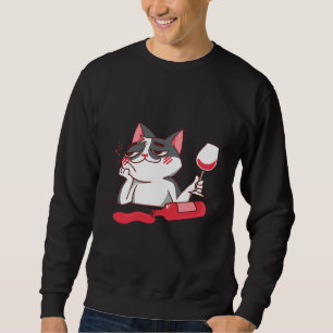 Wein Katze Wein Glas Wein Flasche Wein Sweatshirt