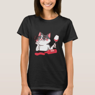 Wein Katze Wein Glas Wein Flasche Wein T-Shirt