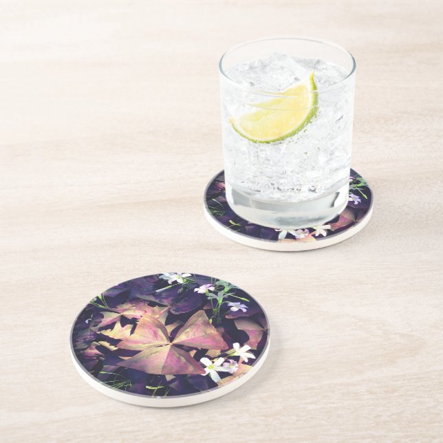 Wein Kleeblatt Pflanze Keramik Untersetzer (Seite)