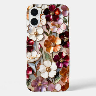 Wein-Kupfer-Blumen-Telefonhülle im Buntglas-Stil iPhone 16 Plus Hülle
