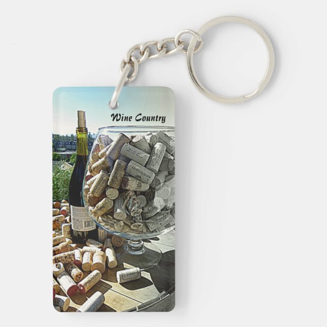 Wein Land Rectangle Schlüsselanhänger! Schlüsselanhänger (Rückseite)