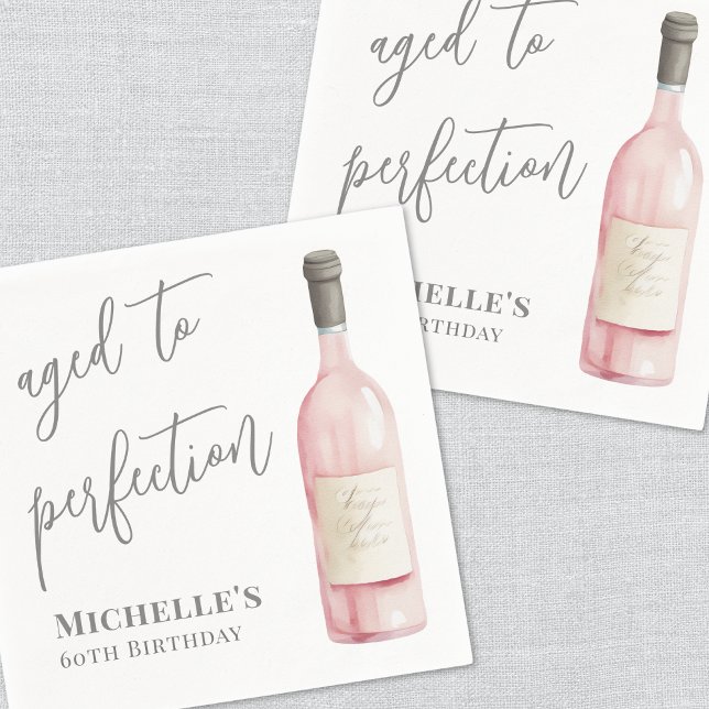 Wein leicht alt bis perfekt Geburtstag Serviette (Wine Simple Aged To Perfection Birthday Napkins)