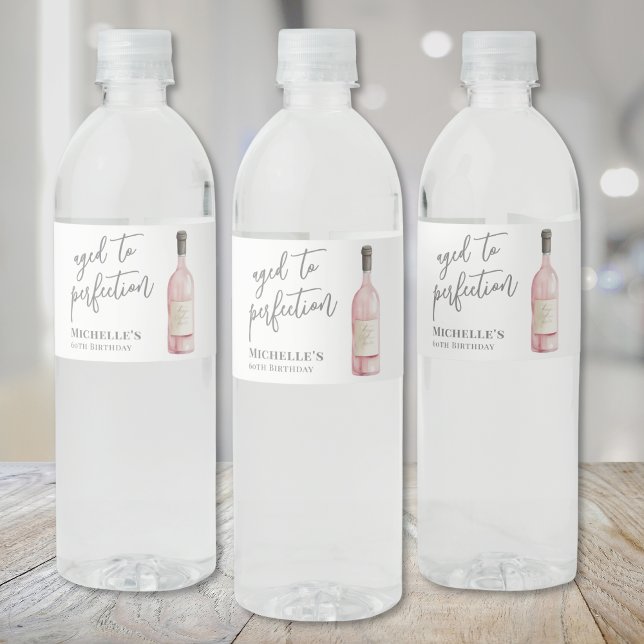 Wein leicht alt bis perfekt Geburtstag Wasserflaschenetikett (Wine Simple Aged To Perfection Birthday Water Bottle Label )
