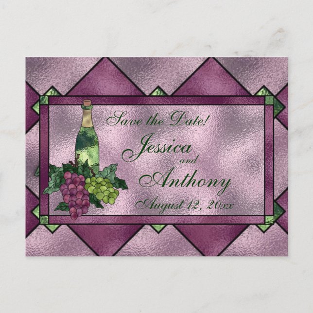 Wein-Liebe Save the Date Ankündigungspostkarte (Vorderseite)