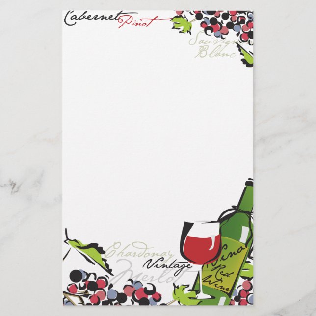 Wein-Liebhaber-Briefpapier Briefpapier (Vorderseite)