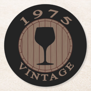 Wein Lover Geburtstag 1975 Vintag Runder Pappuntersetzer