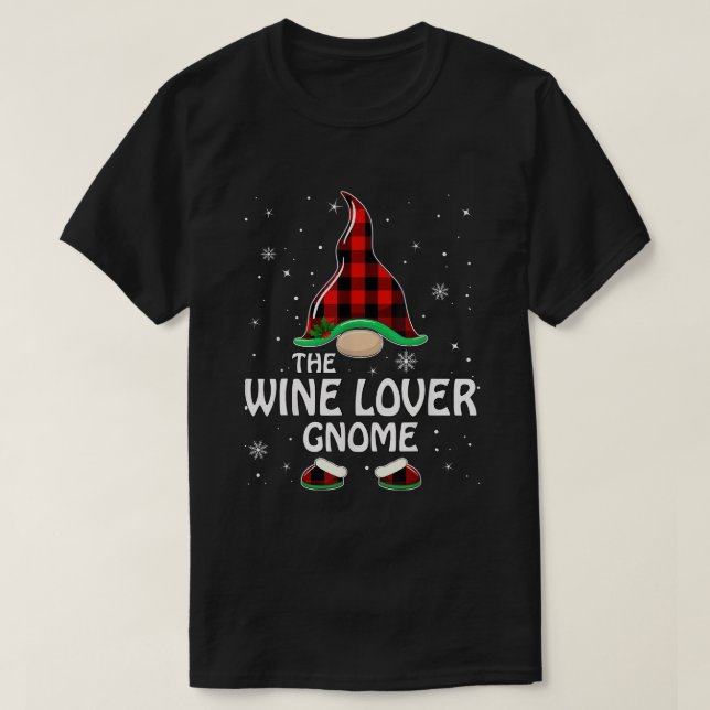 Wein Lover Gnome Buffalo Kariert Matching Family C T-Shirt (Design vorne)