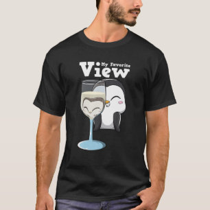 Wein Lover und Niedlicher Pinguin Bird Funny Alkoh T-Shirt