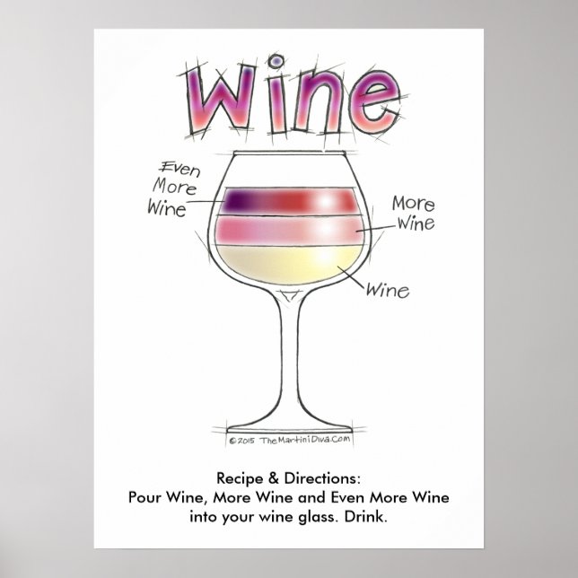WEIN, MEHR WEIN, NOCH MEHR WEIN 18"x24" Poster (Vorne)
