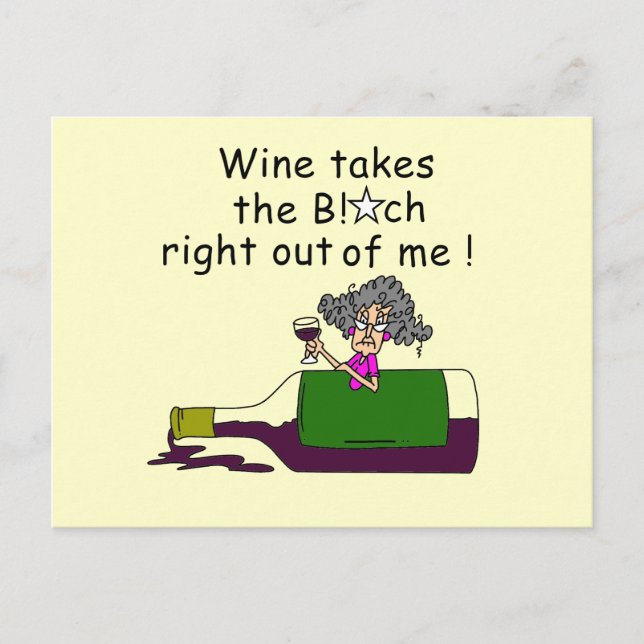 Wein mildert mich postkarte (Vorderseite)