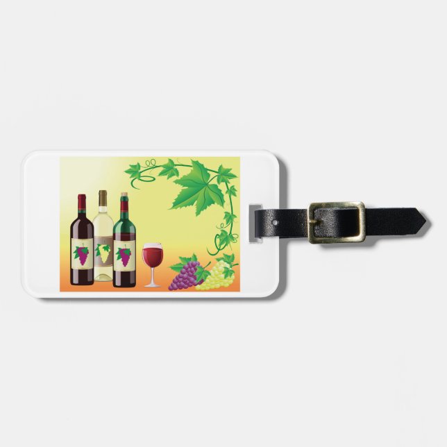 Wein mit Trauben Gepäckanhänger (Vorderseite horizontal)