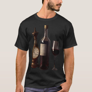 Wein O'Clock Roter Wein Flasche Glas trinken Cockt T-Shirt