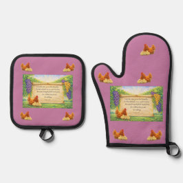 Wein Ofenhandschuh & Topflappen Set mit Bibelvers