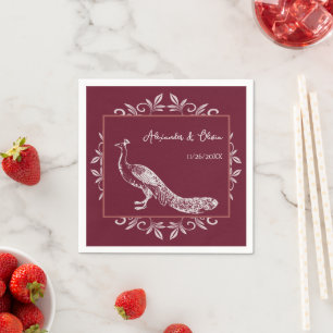 Wein Peacock Blühend Brautparty Napkins Serviette