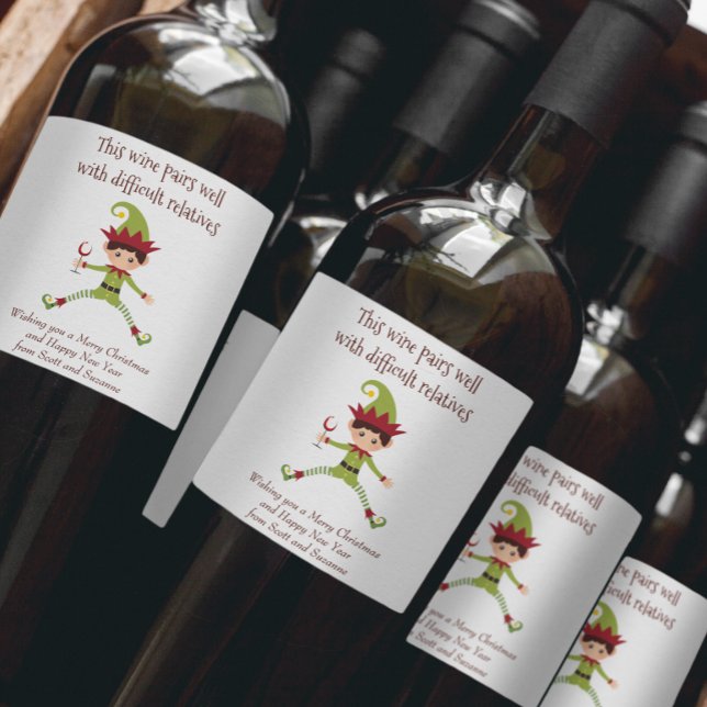 Wein pflegt gut mit schwierigen Verwandten Funny Weinetikett (Von Creator hochgeladen)