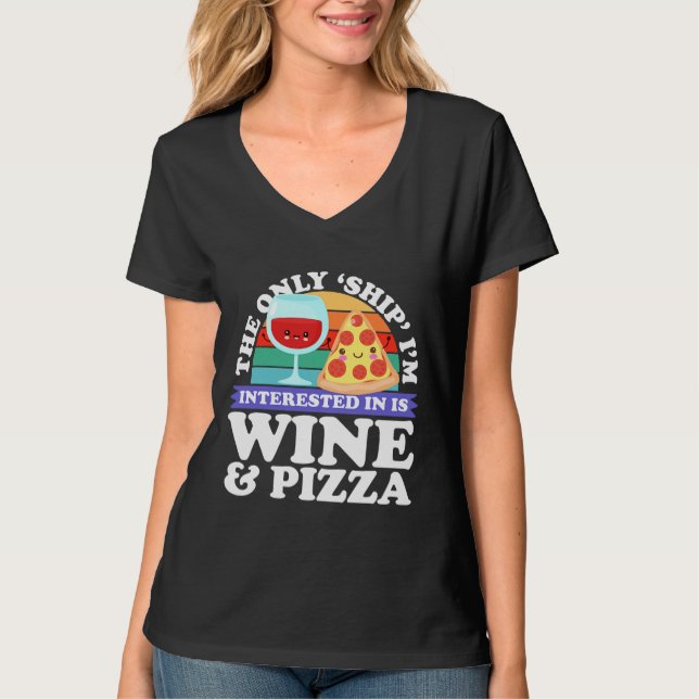 Wein Pizza Drink Alkohol T-Shirt (Vorderseite)