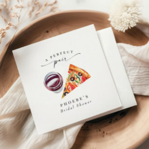 Wein & Pizza Perfektes Paar Probeessen Serviette
