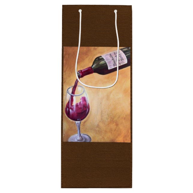 Wein pour Gift Bag - Elegante Flasche & Glas Kunst Geschenktüte Für Weinflaschen (Vorderseite)