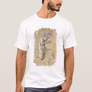 Wein-pourer mit einer Karte des jungen Mannes T-Shirt
