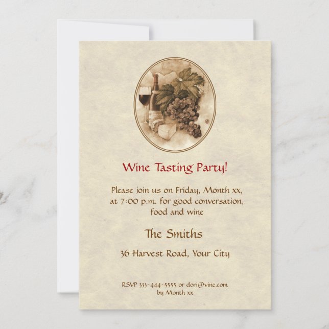 Wein-Probieren-Party Einladung (Vorderseite)