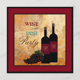 Wein-Probieren und Abendessen-Party Einladung