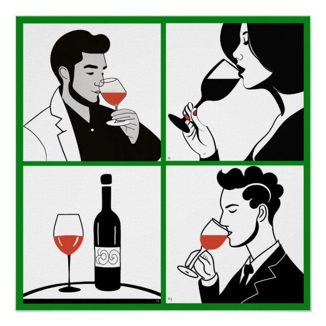 Wein Quartett Glänzendes Poster (Vorderseite)