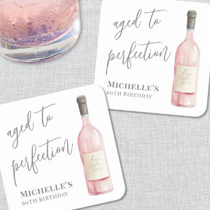 Wein-Rosa-Aged-To-Perfektion Geburtstag Rechteckiger Pappuntersetzer
