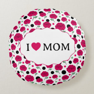 Wein-Rosé-Grün-Pünktchen-Grafikmuster modern  Rundes Kissen