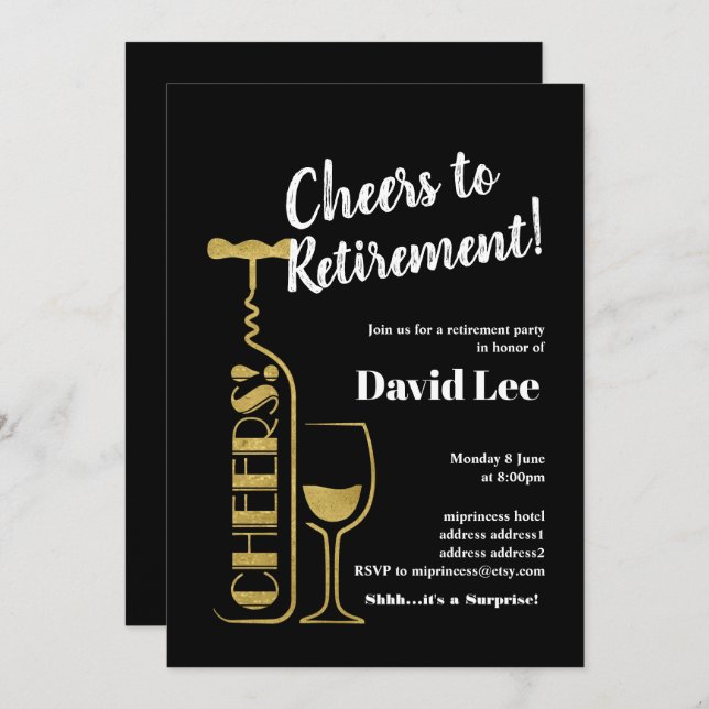 Wein, Ruhestand bejubeln, Einladung (Vorne/Hinten)