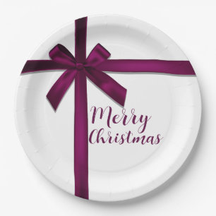 Wein Satinband Schleife Weihnachtsfeier Pappteller