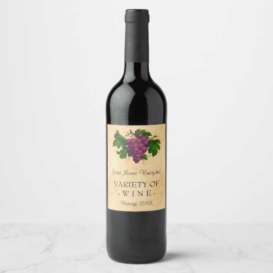 Wein Schablonen Elegante Vintage Lila Trauben Weinetikett Zazzle At
