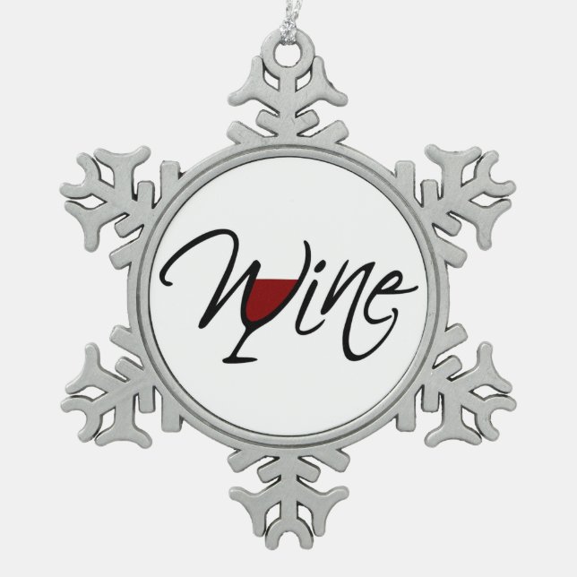 WEIN SCHNEEFLOCKEN Zinn-Ornament (Vorderseite)