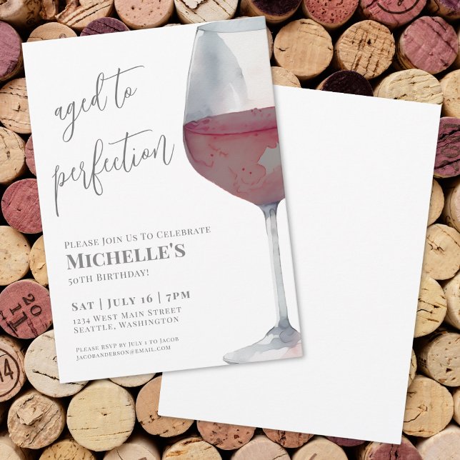 Wein Simple Fünfzigster 50. Geburtstagsparty Einladung (Wine Simple Ffity 50th Birthday Party Invitation)