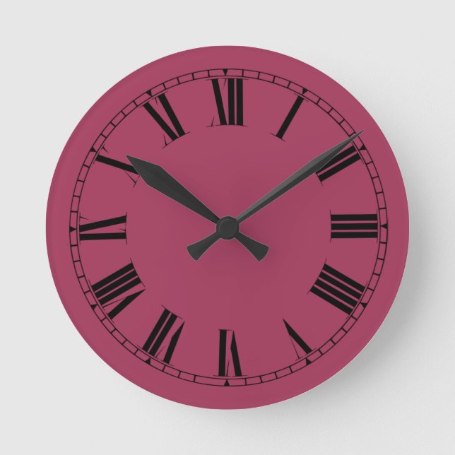 Wein-Solid-Farbe Runde Wanduhr (Vorderseite)