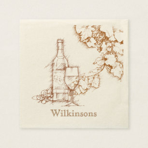 Wein-Themed Zeichnen Serviette