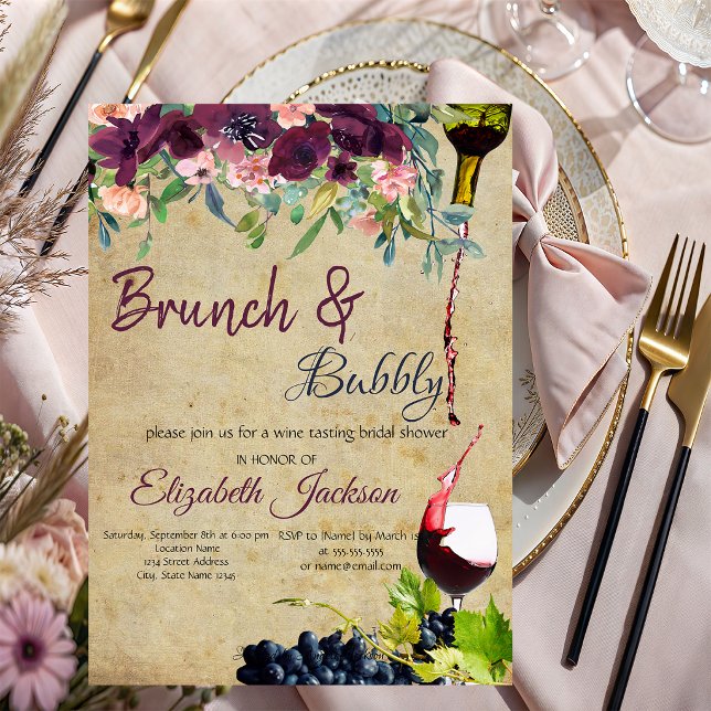 Wein-, Trauben-, Blumen-Brunch & Bubbly Einladung (Von Creator hochgeladen)