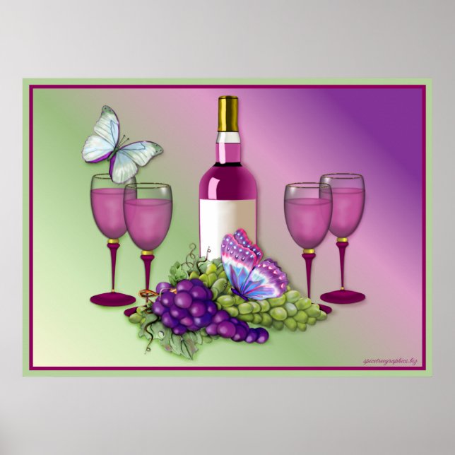 Wein & Trauben Toast 2 Poster (Vorne)