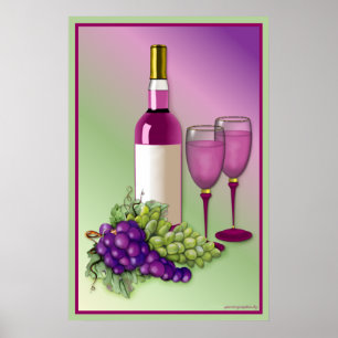 Wein & Trauben Toast Poster