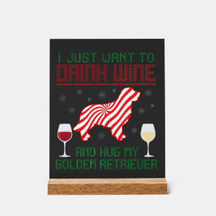 Wein trinken Golden Retriever zu Weihnachten umarm Acrylschild
