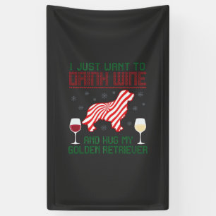Wein trinken Golden Retriever zu Weihnachten umarm Banner