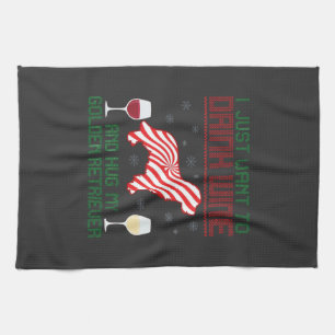 Wein trinken Golden Retriever zu Weihnachten umarm Geschirrtuch