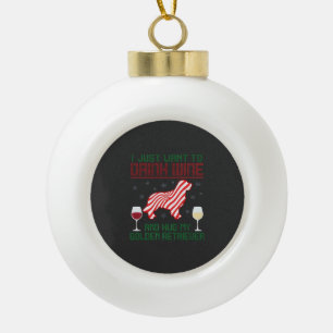 Wein trinken Golden Retriever zu Weihnachten umarm Keramik Kugel-Ornament
