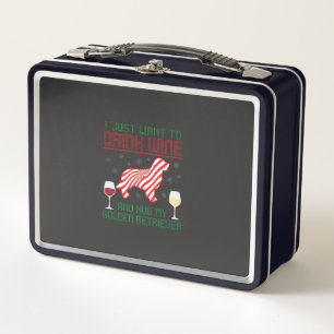 Wein trinken Golden Retriever zu Weihnachten umarm Metall Brotdose